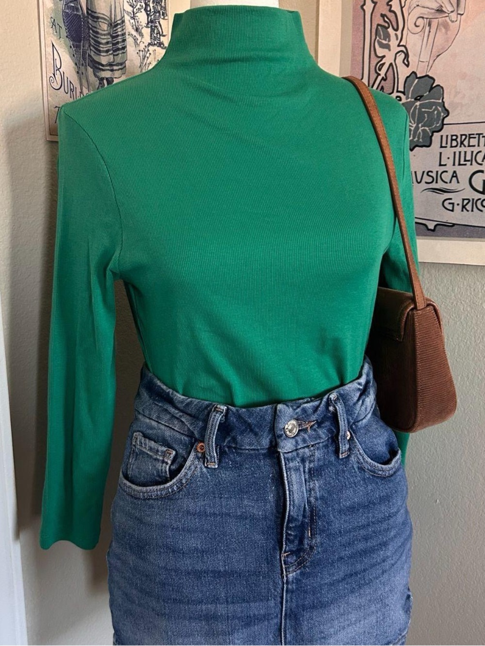 Emerald Green Ribbed Turtleneck Top